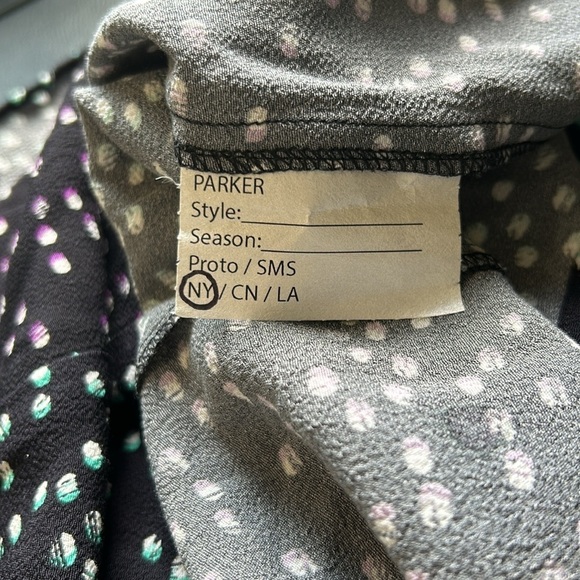 PARKER Vonnie Combo Top Confetti Multi Blouse Black Keyhole Back Sample NEW - Picture 8 of 11